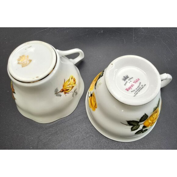 Vintage Yellow Rose Bone China Teacups Set Of 2 Royal Vale and Rosina JJ4093 - Picture 12 of 12